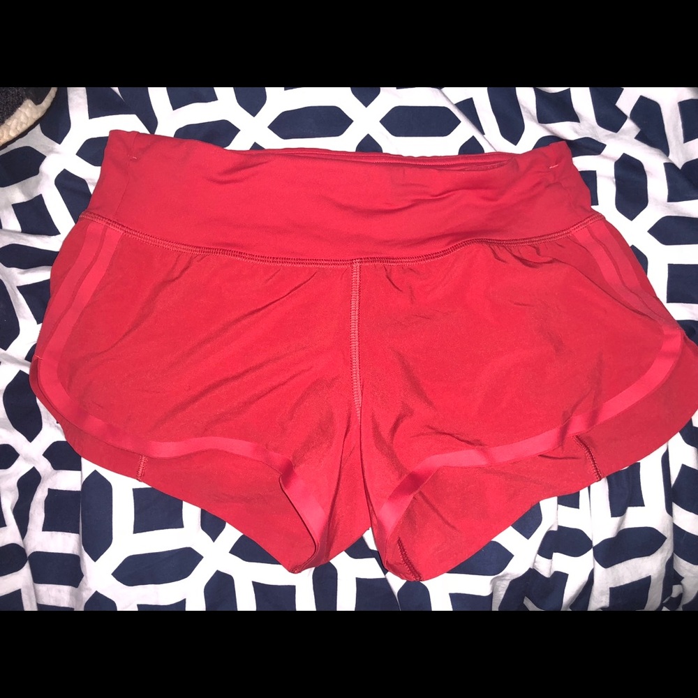 Red lululemon speed up shorts 2.5